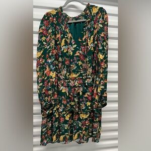 Frye Green Long Sleeve V-Neck Sundress